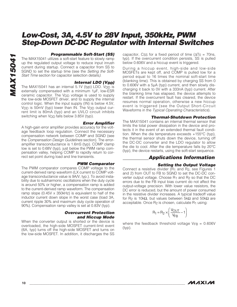 Applications information | Rainbow Electronics MAX15041 User Manual | Page 10 / 16