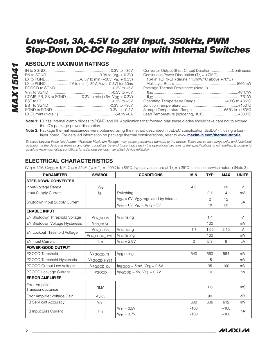 Rainbow Electronics MAX15041 User Manual | Page 2 / 16