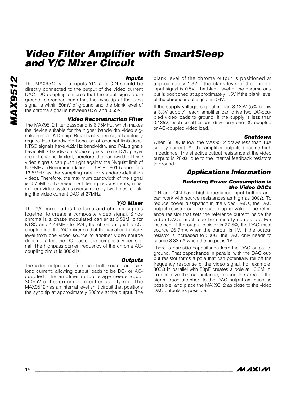 Applications information | Rainbow Electronics MAX9512 User Manual | Page 14 / 19