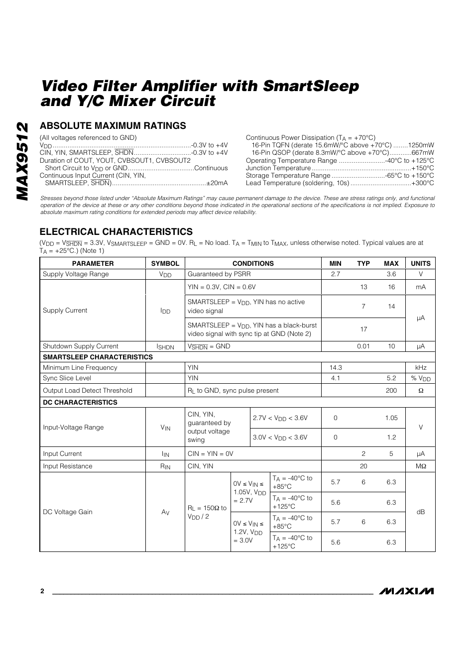 Rainbow Electronics MAX9512 User Manual | Page 2 / 19