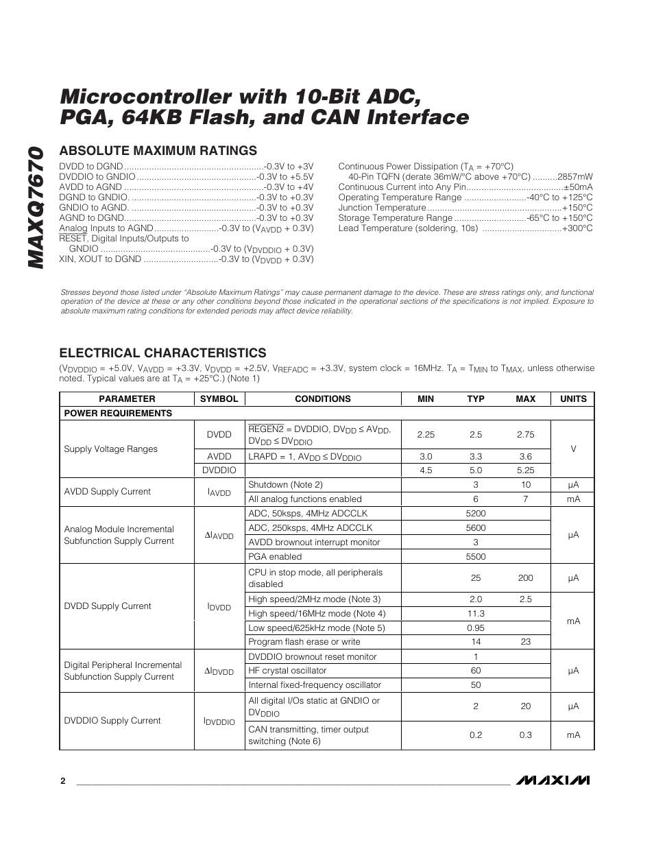 Rainbow Electronics MAXQ7670 User Manual | Page 2 / 37