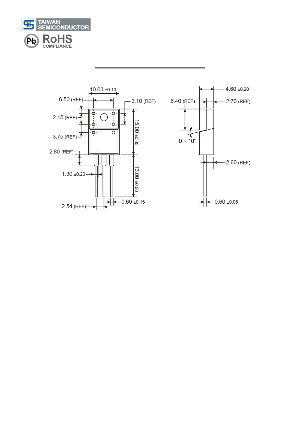 Tsm10n60, 600v n-channel mosfet, Ito-220 mechanical drawing | Rainbow Electronics TSM10N60 User Manual | Page 8 / 9
