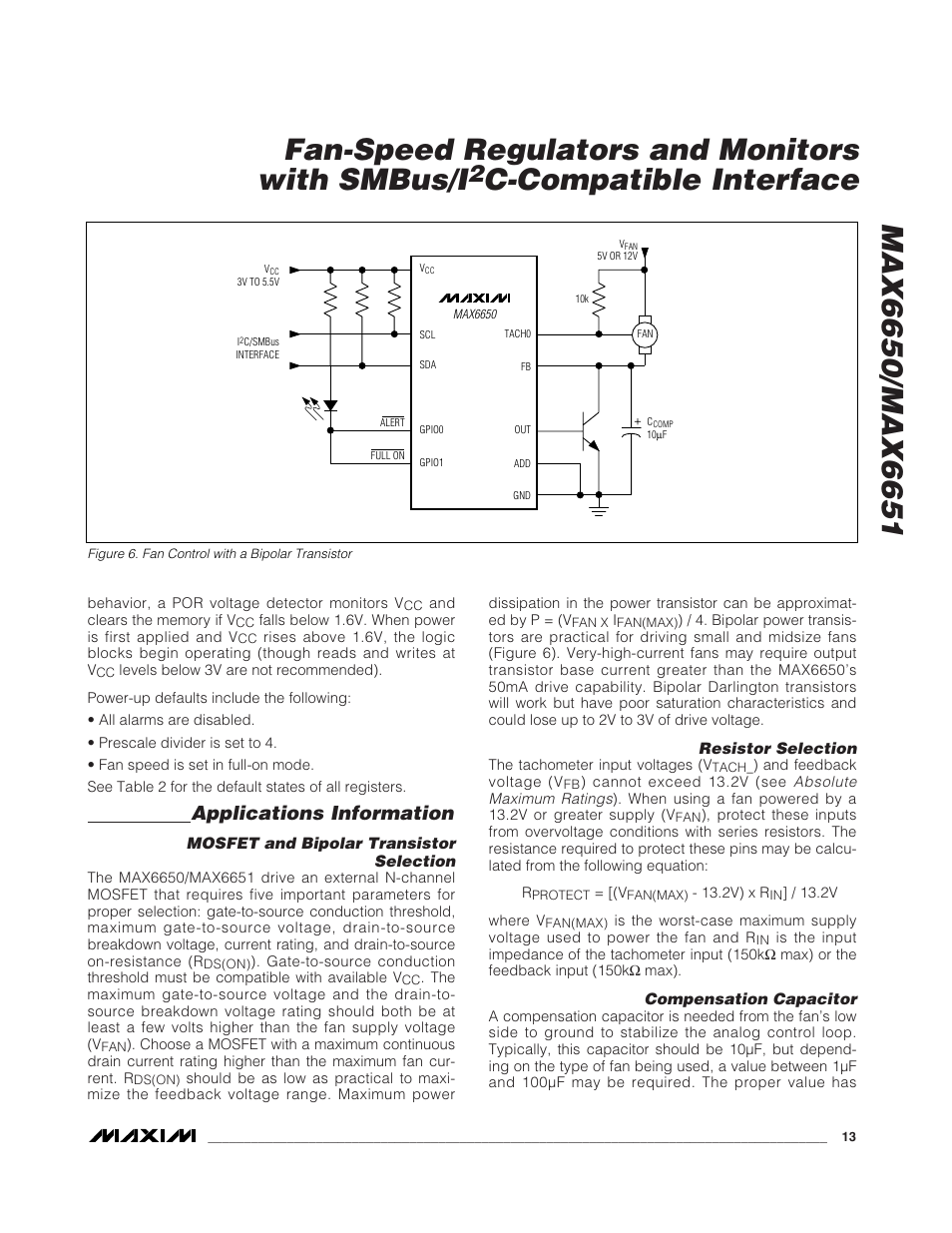 C-compatible interface, Applications information | Rainbow Electronics MAX6651 User Manual | Page 13 / 25