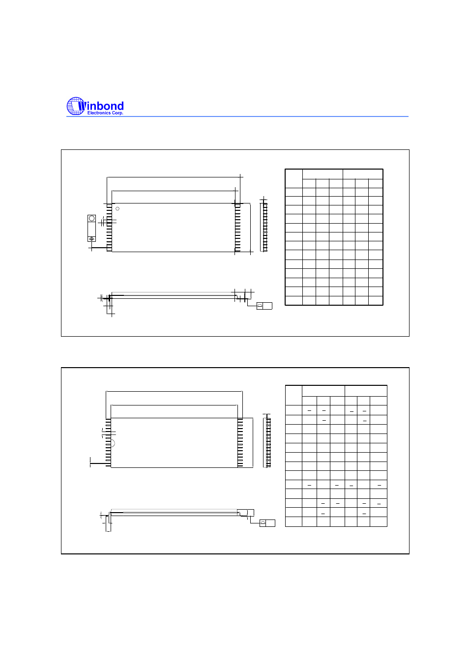 Pin standard type one tsop, Pin small type one tsop, Package dimensions, continued | Rainbow Electronics W24100 User Manual | Page 10 / 11