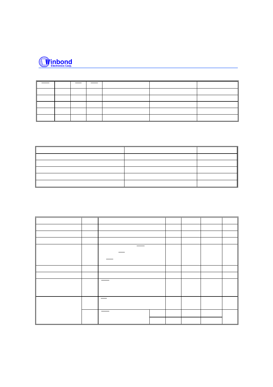 Truth table, Dc characteristics | Rainbow Electronics W24100 User Manual | Page 2 / 11