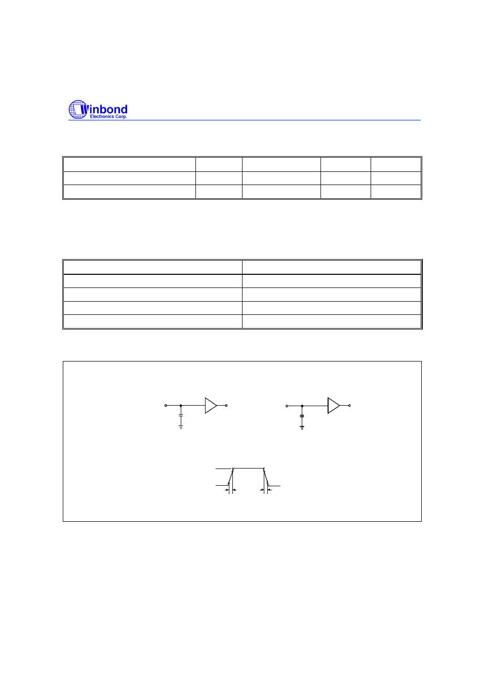 Capacitance, Ac characteristics | Rainbow Electronics W24100 User Manual | Page 3 / 11