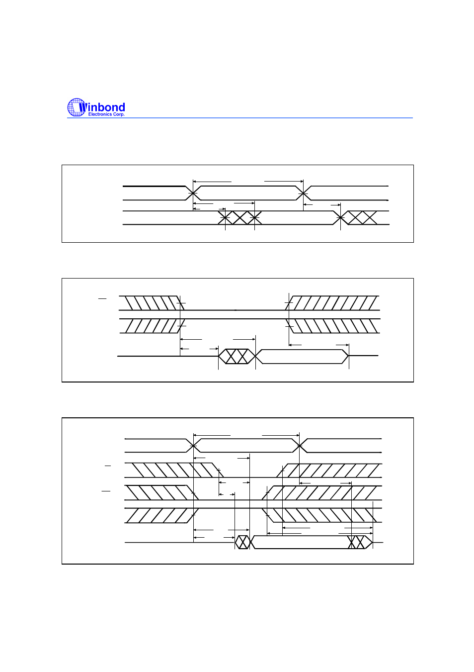 Timing waveforms, Read cycle 1, Read cycle 2 | Read cycle 3, Address controlled), Chip select controlled), Output enable controlled) | Rainbow Electronics W24100 User Manual | Page 5 / 11