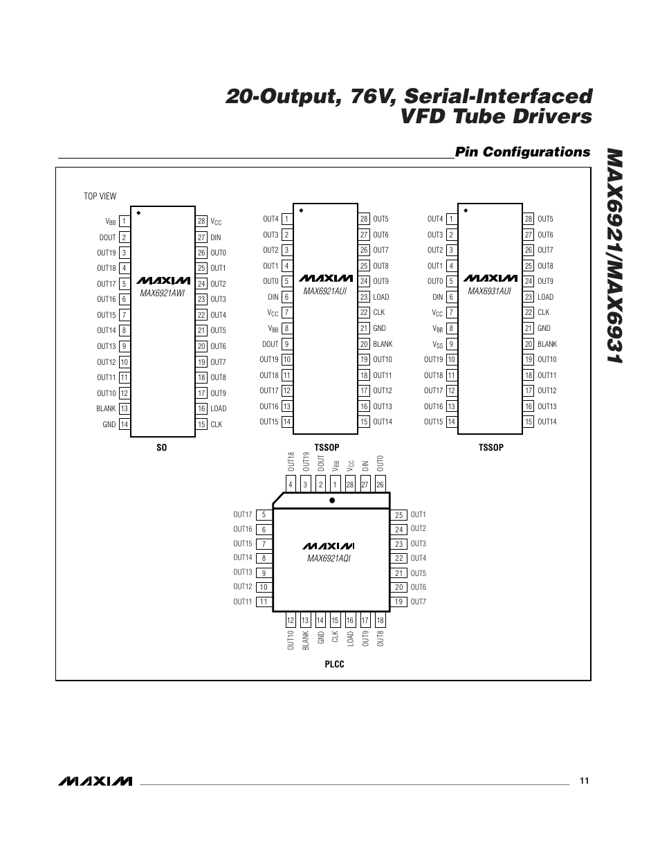 Pin configurations | Rainbow Electronics MAX6931 User Manual | Page 11 / 14