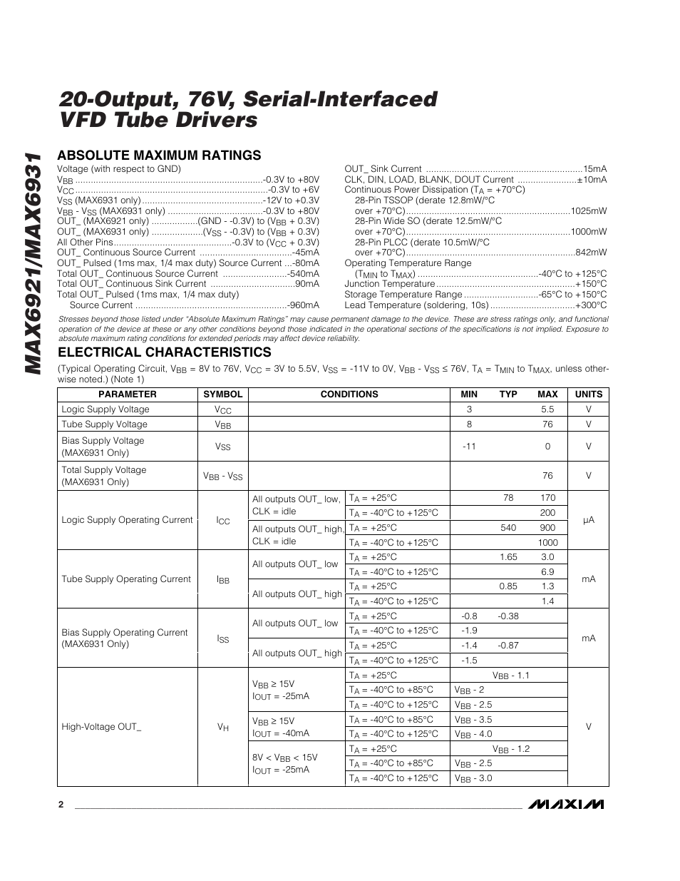 Rainbow Electronics MAX6931 User Manual | Page 2 / 14