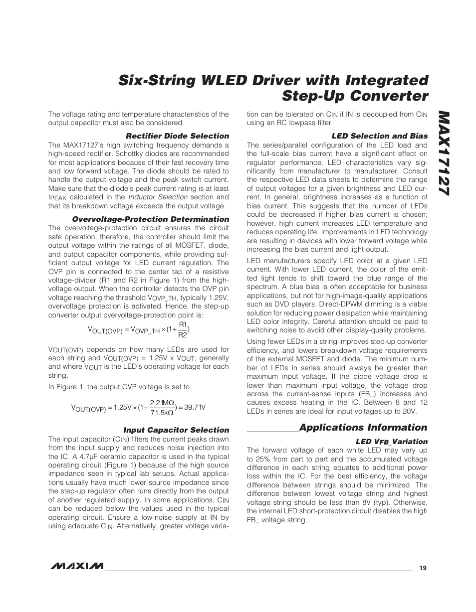 Applications information | Rainbow Electronics MAX17127 User Manual | Page 19 / 22