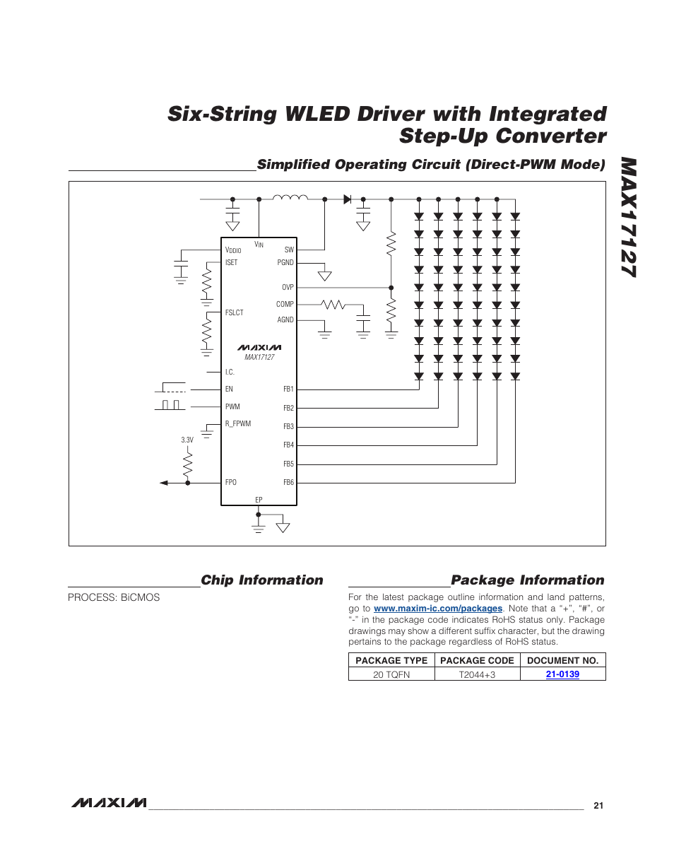 Chip information | Rainbow Electronics MAX17127 User Manual | Page 21 / 22