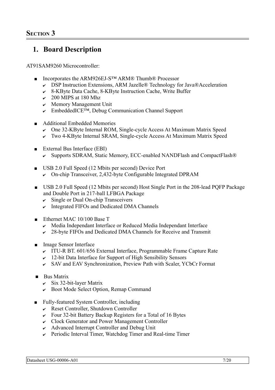 Section 3, Board description | Rainbow Electronics QIL-A9260-C11 User Manual | Page 7 / 20