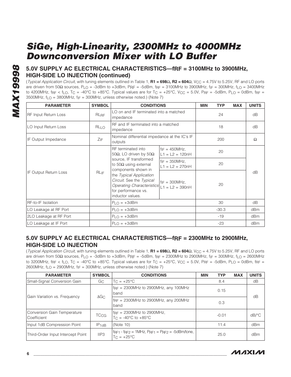 Rainbow Electronics MAX19998 User Manual | Page 6 / 28