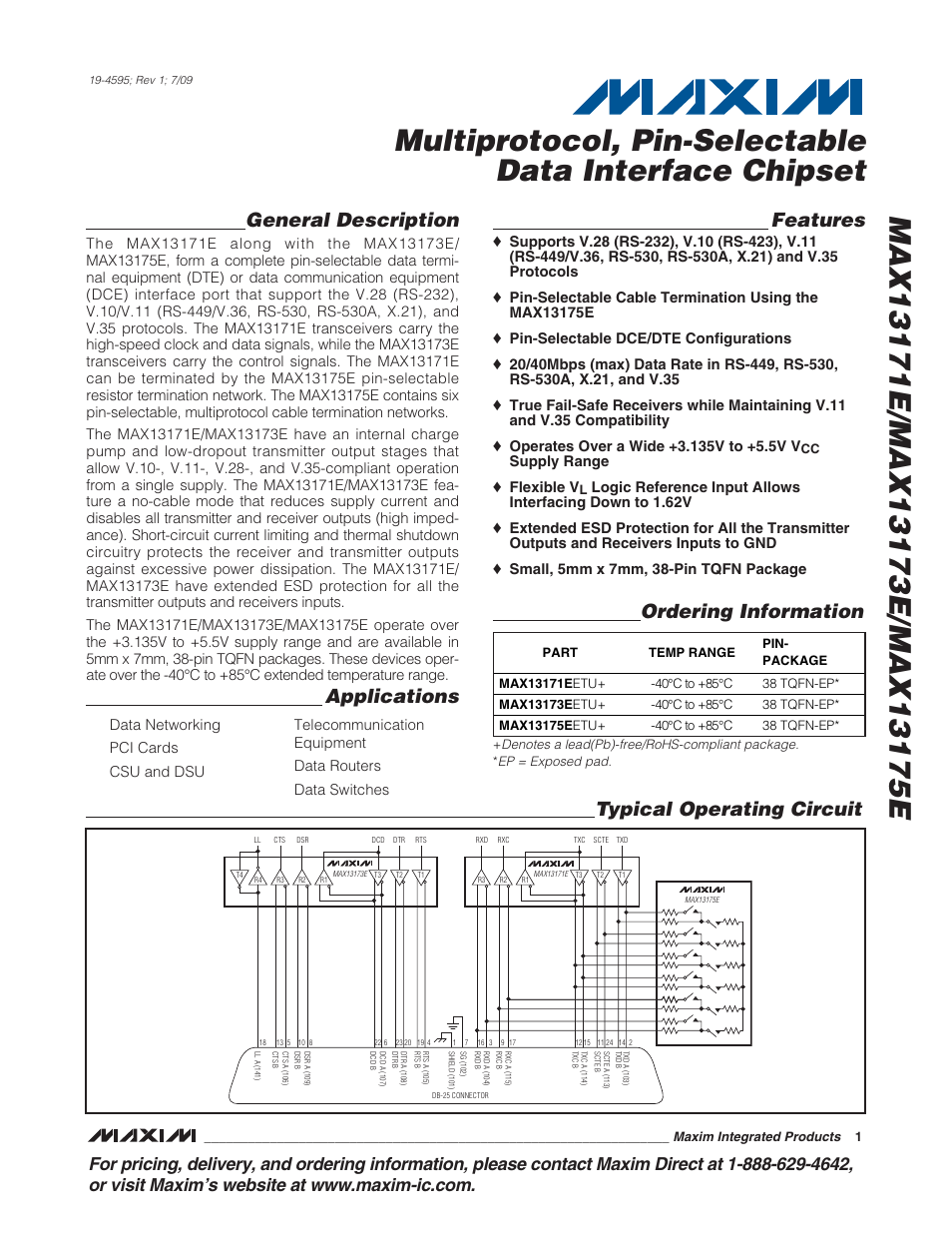 Rainbow Electronics MAX13175E User Manual | 38 pages