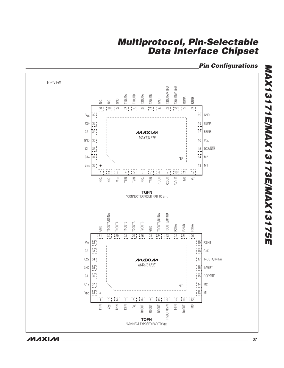 Pin configurations | Rainbow Electronics MAX13175E User Manual | Page 37 / 38