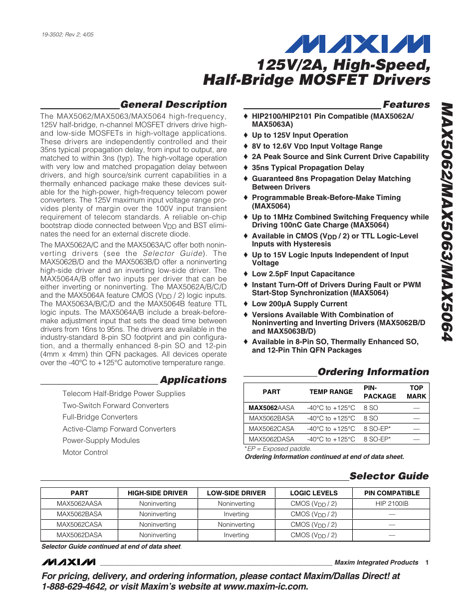 Rainbow Electronics MAX5064 User Manual | 19 pages