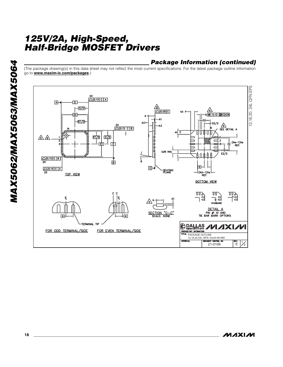 Package information (continued) | Rainbow Electronics MAX5064 User Manual | Page 18 / 19