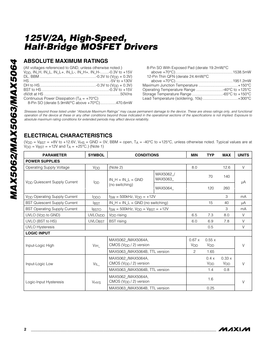 Rainbow Electronics MAX5064 User Manual | Page 2 / 19