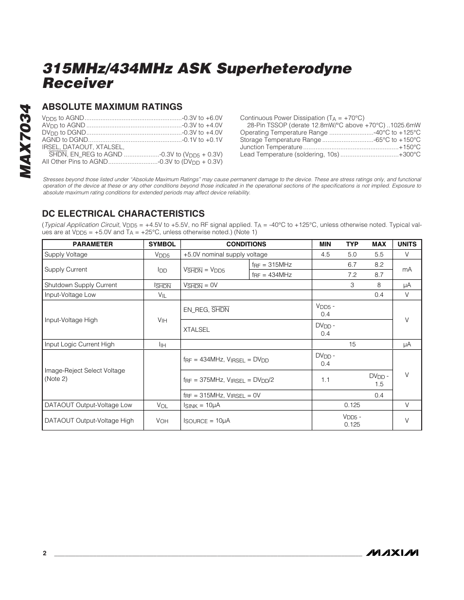 Rainbow Electronics MAX7034 User Manual | Page 2 / 13