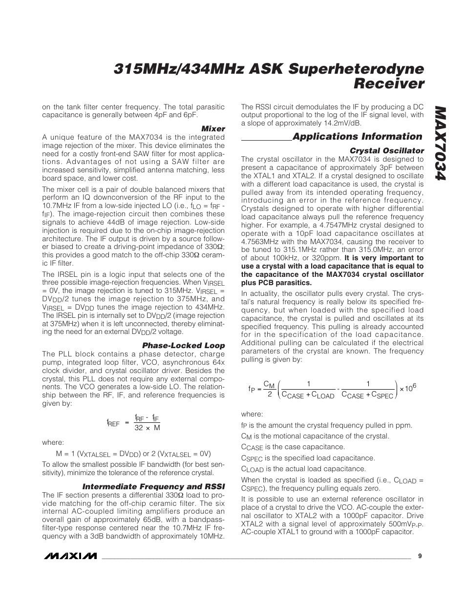 Applications information | Rainbow Electronics MAX7034 User Manual | Page 9 / 13