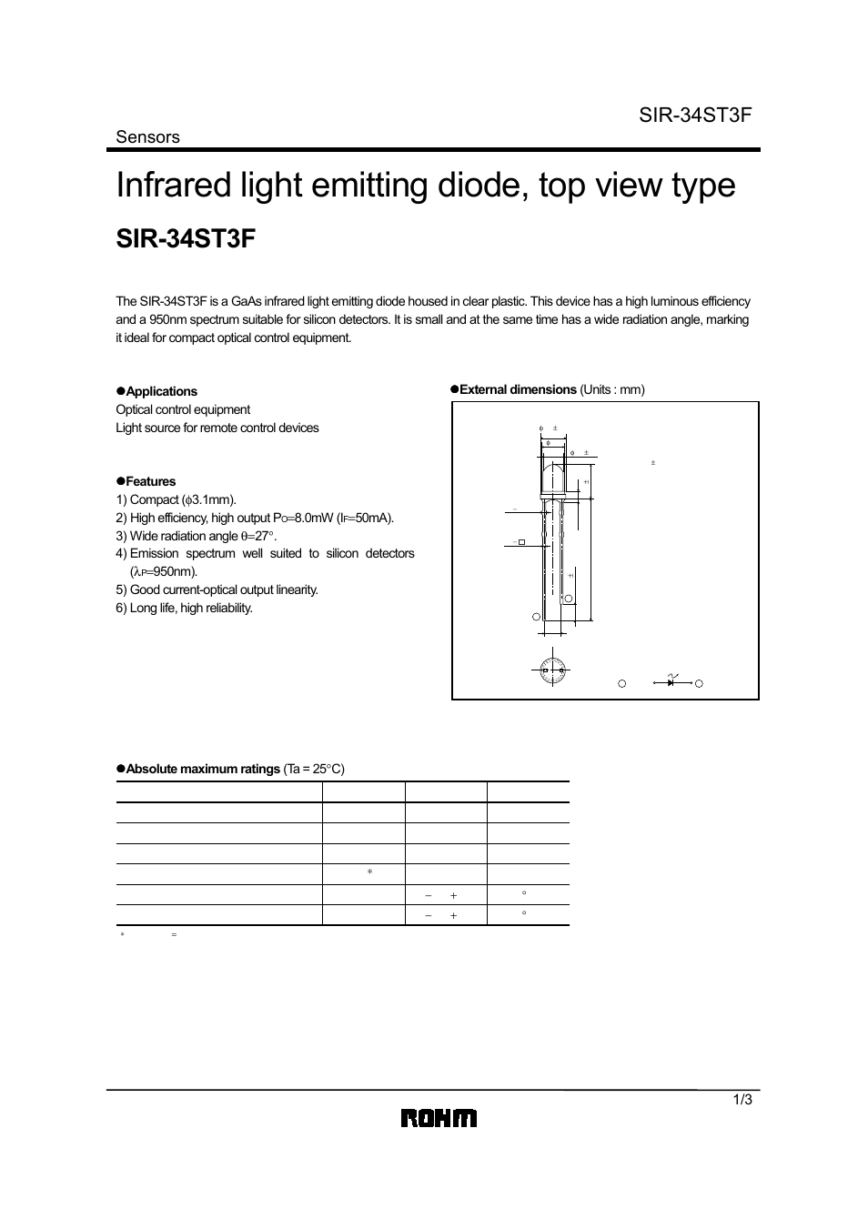 Rainbow Electronics SIR-34ST3F User Manual | 3 pages