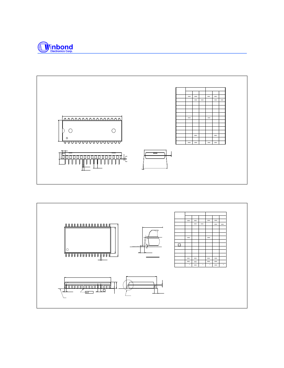 Package dimensions, Pin p-dip, Lead so wide body | Rainbow Electronics W27E040 User Manual | Page 13 / 15