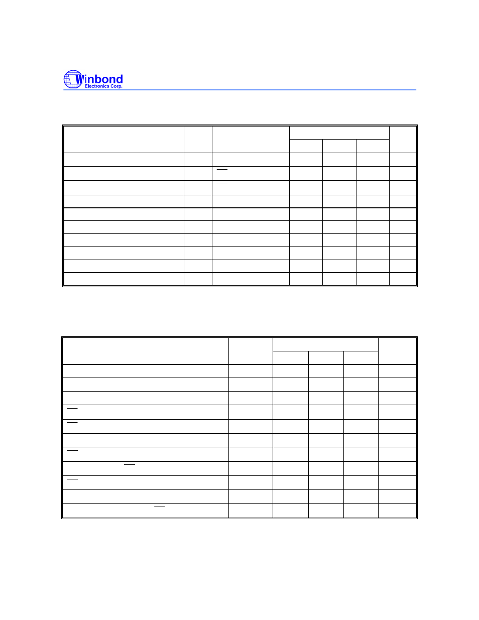 Dc programming characteristics, Ac programming/erase characteristics | Rainbow Electronics W27E040 User Manual | Page 7 / 15