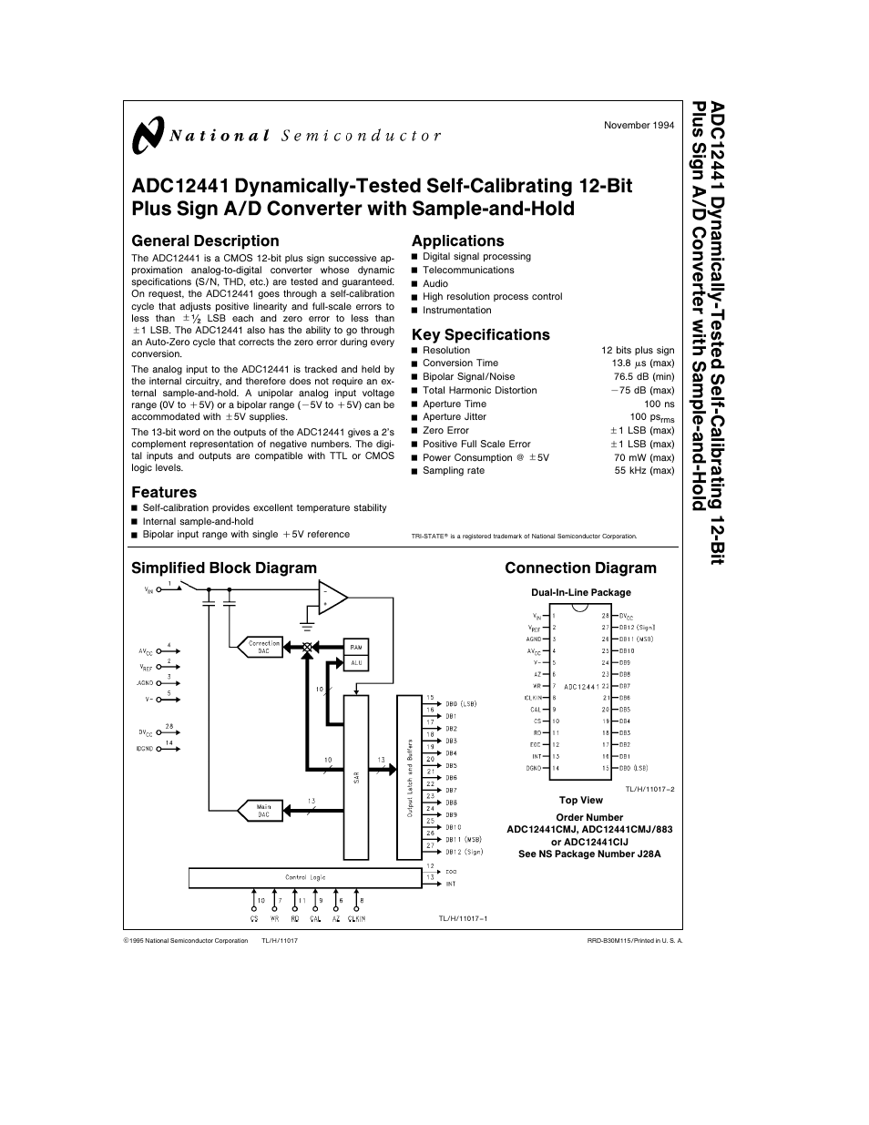 Rainbow Electronics ADC12441 User Manual | 14 pages