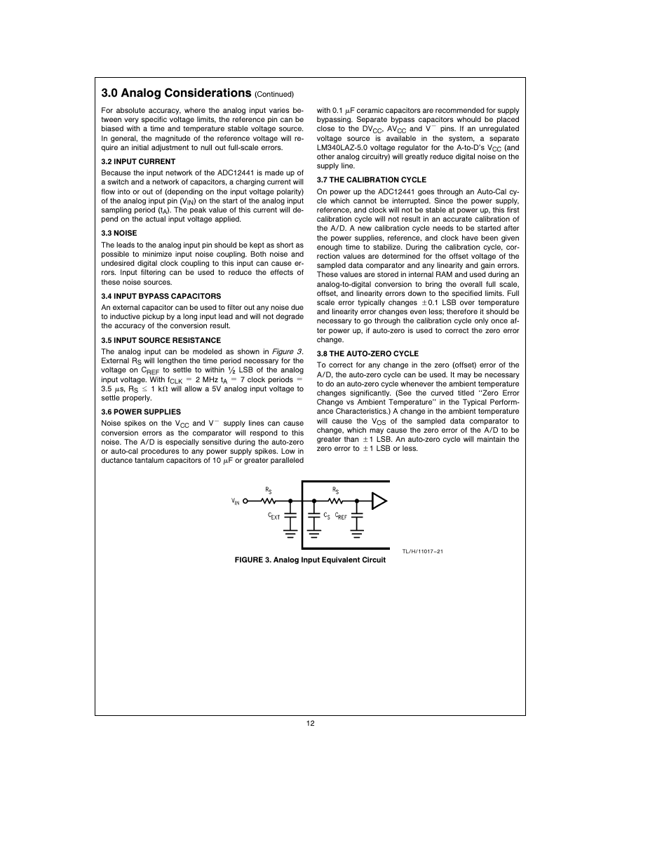 3 0 analog considerations | Rainbow Electronics ADC12441 User Manual | Page 12 / 14