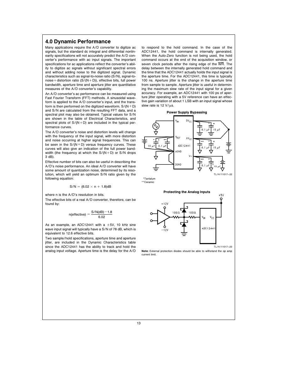4 0 dynamic performance | Rainbow Electronics ADC12441 User Manual | Page 13 / 14