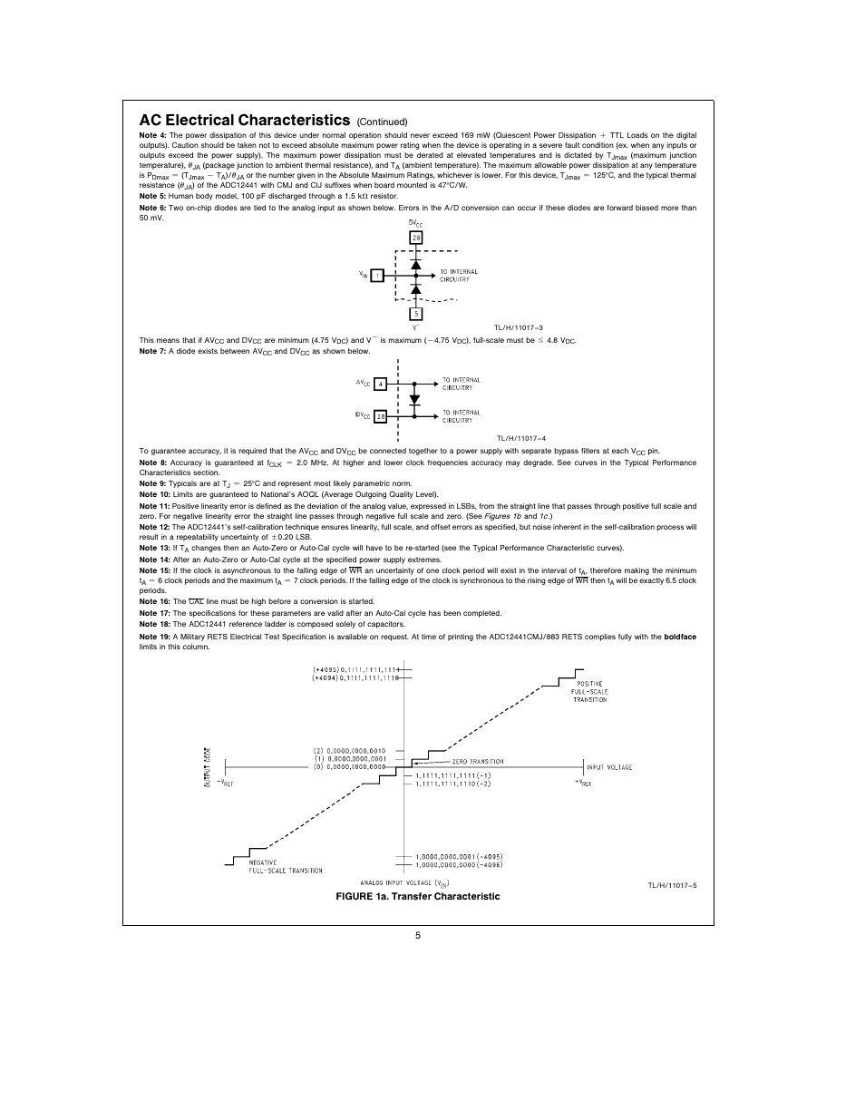 Ac electrical characteristics | Rainbow Electronics ADC12441 User Manual | Page 5 / 14
