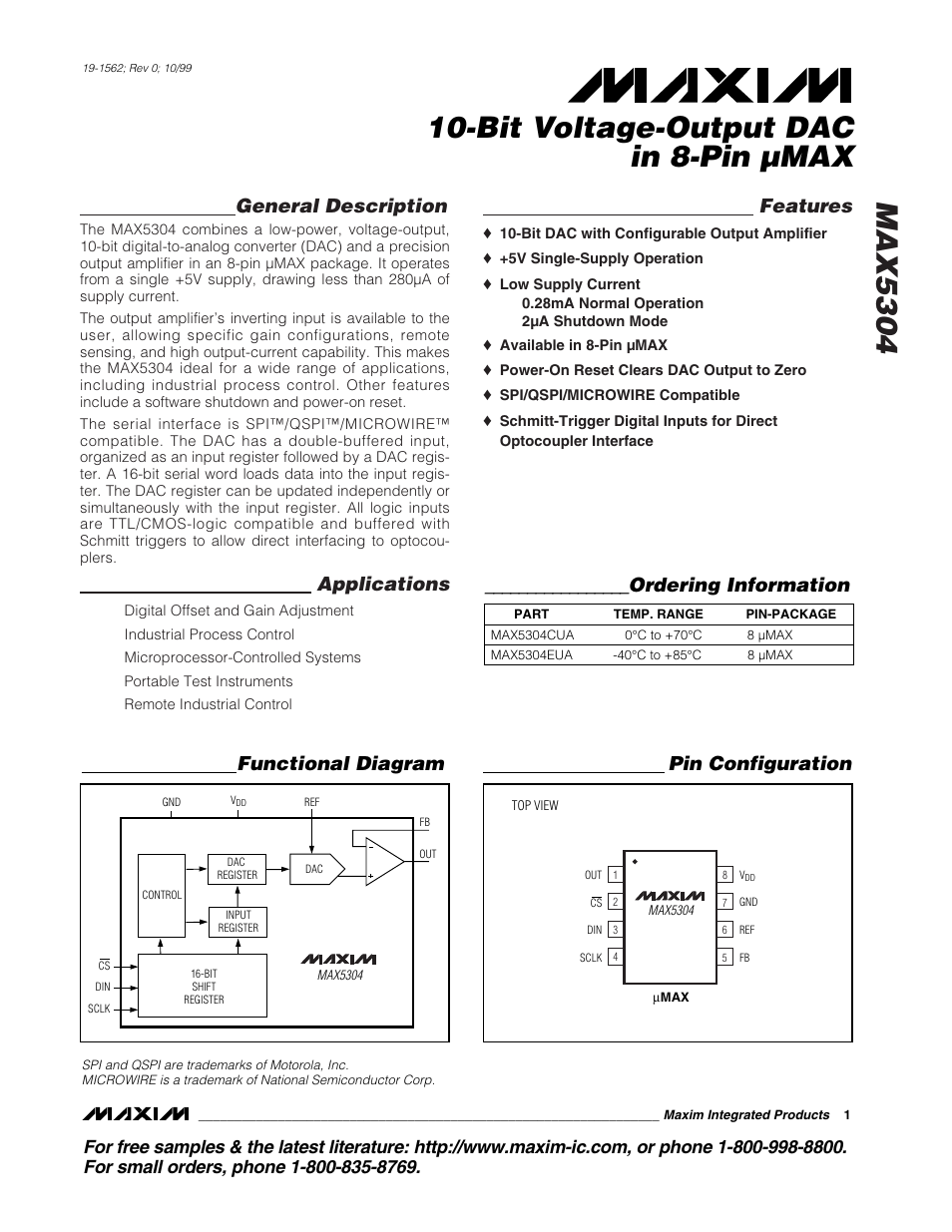 Rainbow Electronics MAX5304 User Manual | 12 pages