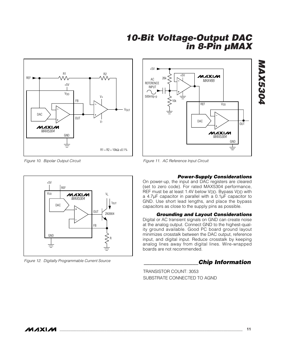 Chip information | Rainbow Electronics MAX5304 User Manual | Page 11 / 12