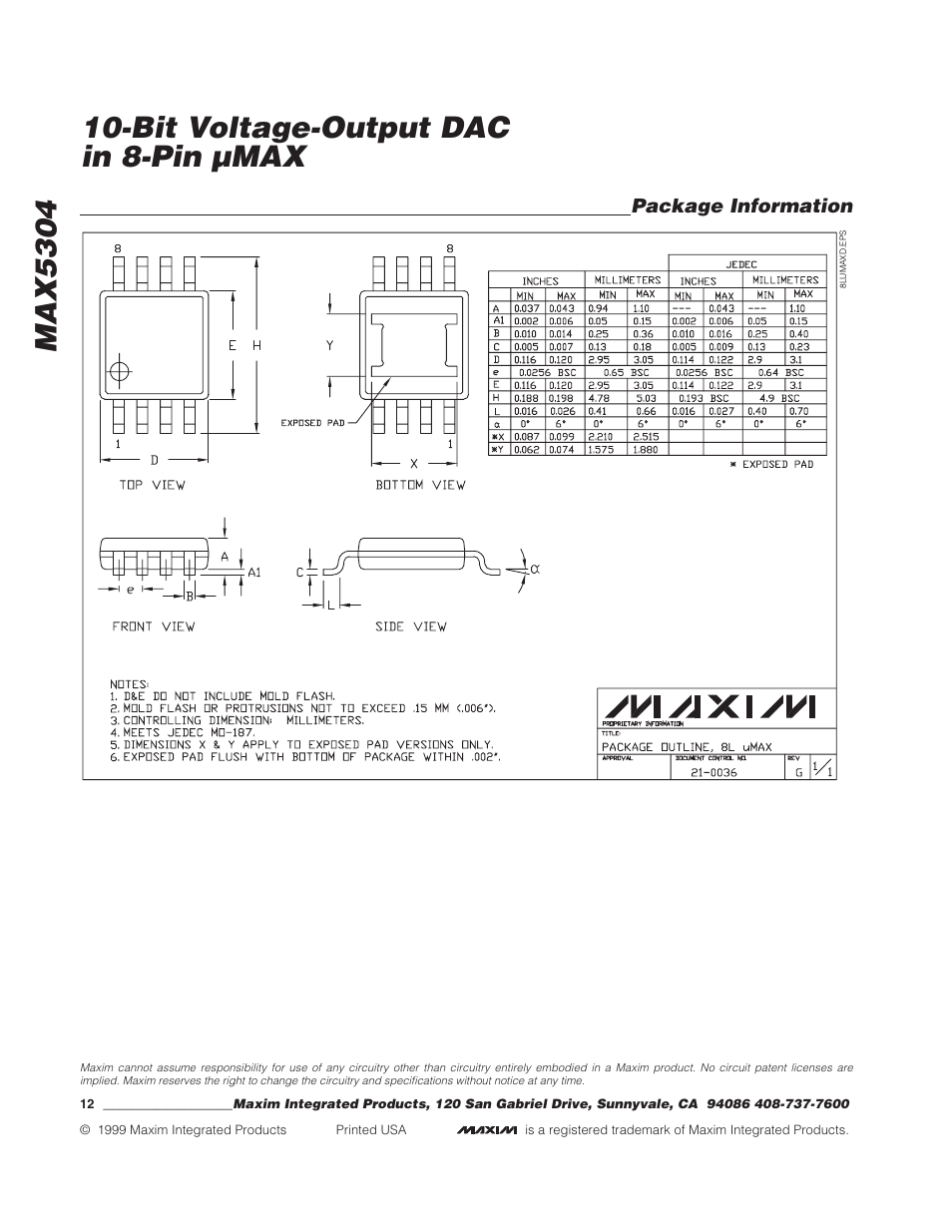 Rainbow Electronics MAX5304 User Manual | Page 12 / 12