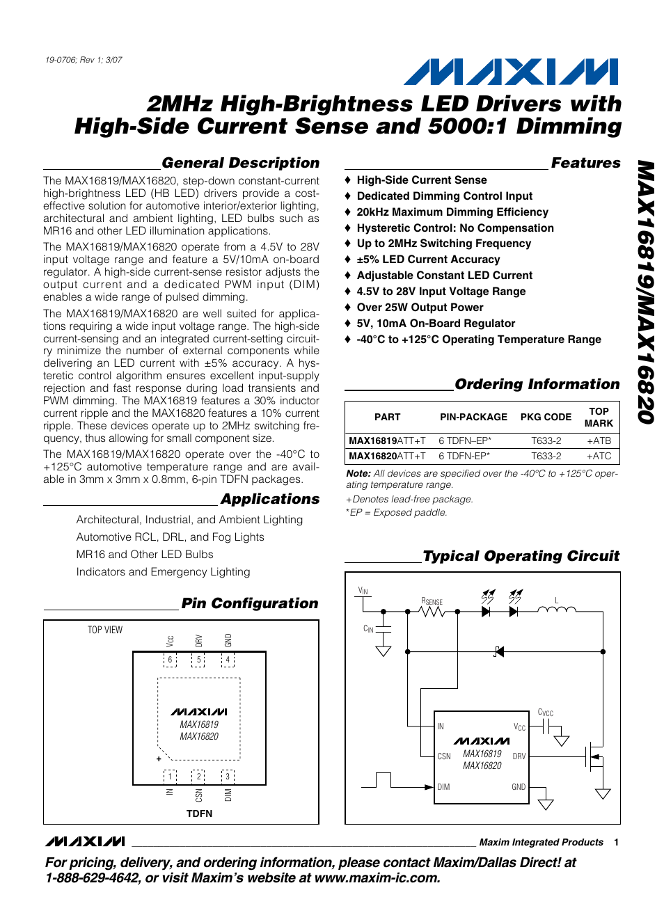Rainbow Electronics MAX16820 User Manual | 10 pages