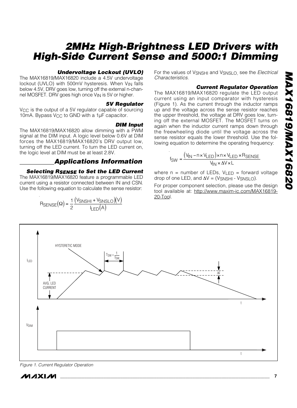 Applications information | Rainbow Electronics MAX16820 User Manual | Page 7 / 10
