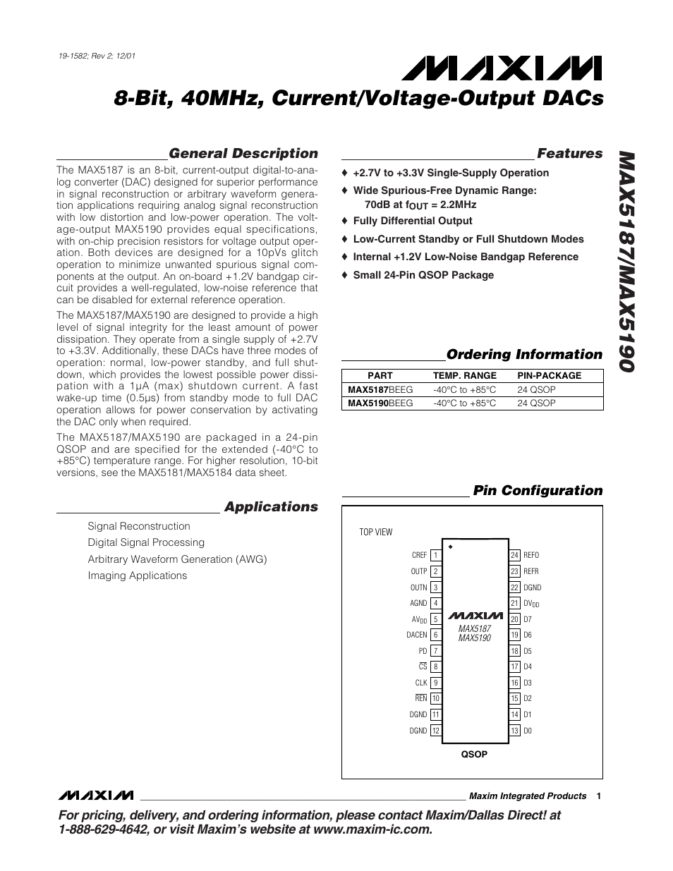 Rainbow Electronics MAX5190 User Manual | 15 pages