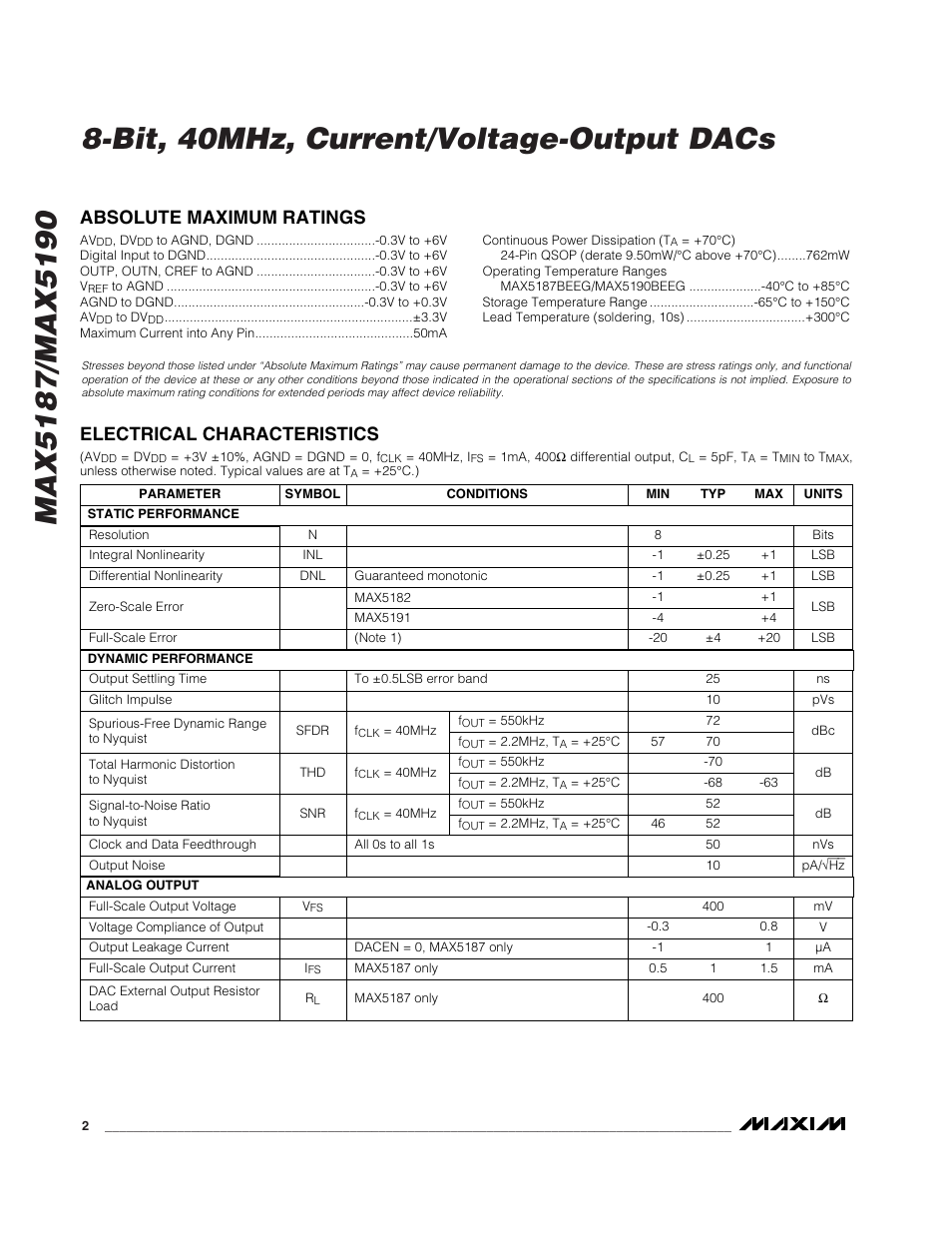 Rainbow Electronics MAX5190 User Manual | Page 2 / 15