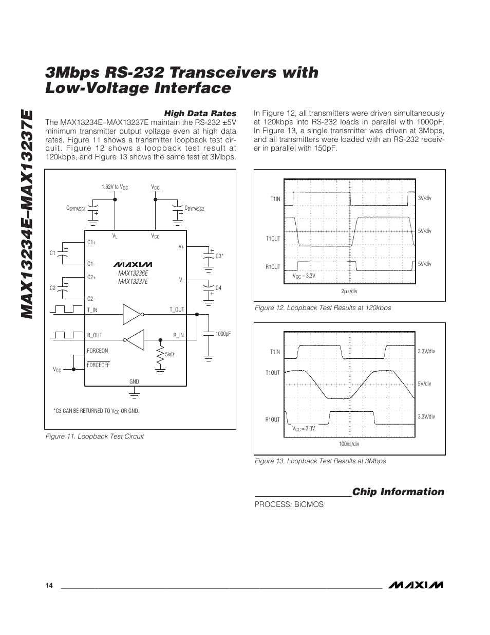 Chip information, High data rates | Rainbow Electronics MAX13237E User Manual | Page 14 / 16