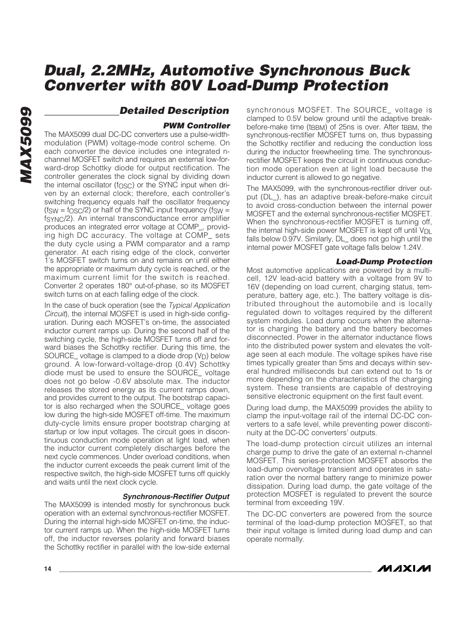 Detailed description | Rainbow Electronics MAX5099 User Manual | Page 14 / 27