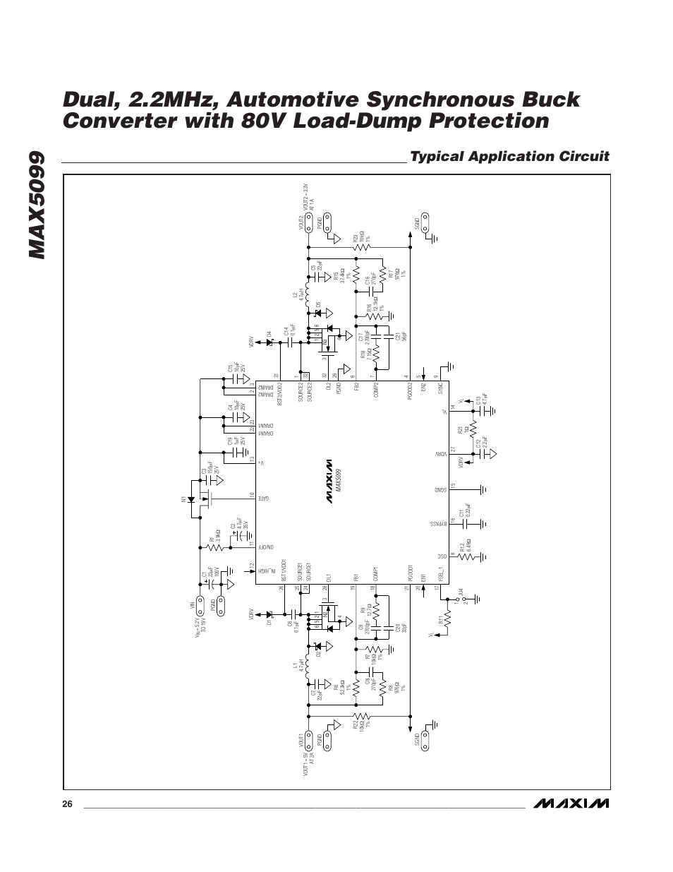 Typical application circuit | Rainbow Electronics MAX5099 User Manual | Page 26 / 27