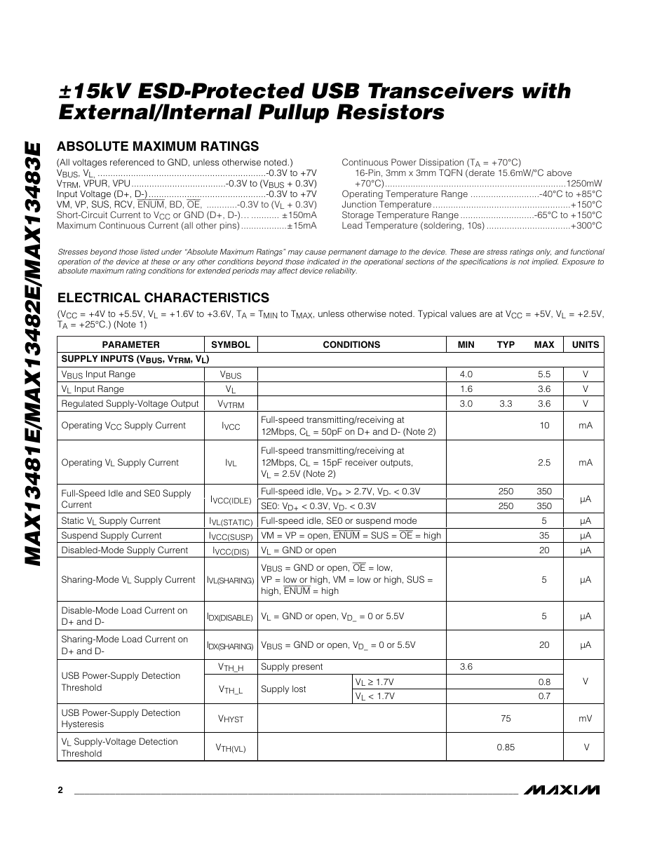 Rainbow Electronics MAX13483E User Manual | Page 2 / 19