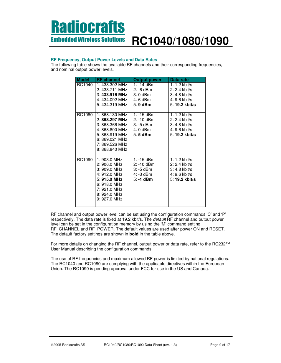 Rainbow Electronics RC1090 User Manual | Page 9 / 17