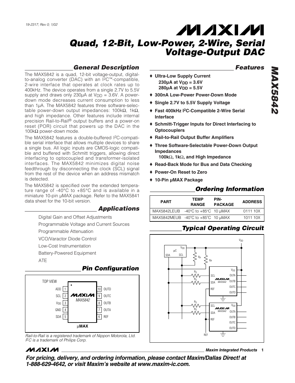 Rainbow Electronics MAX5842 User Manual | 15 pages