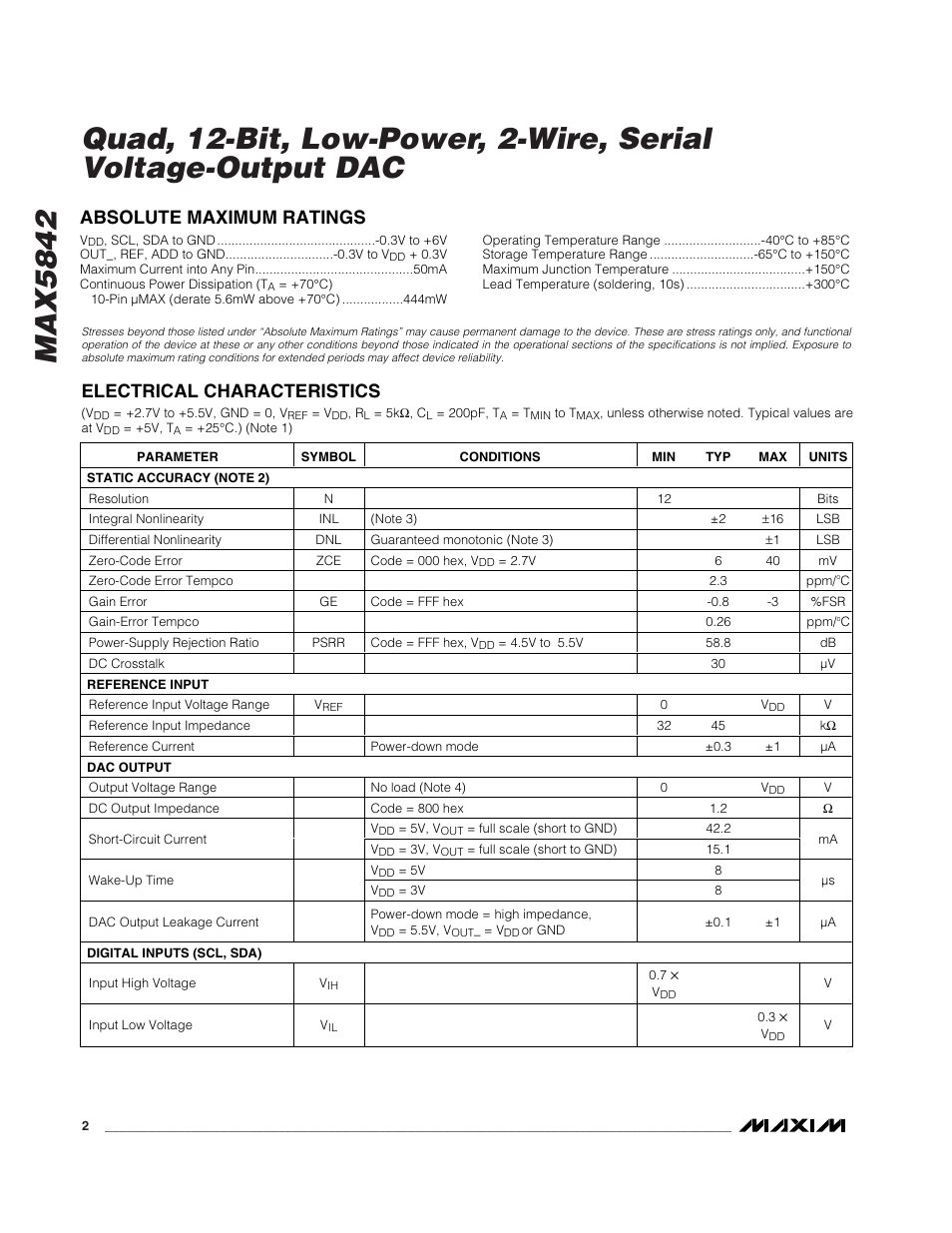 Rainbow Electronics MAX5842 User Manual | Page 2 / 15