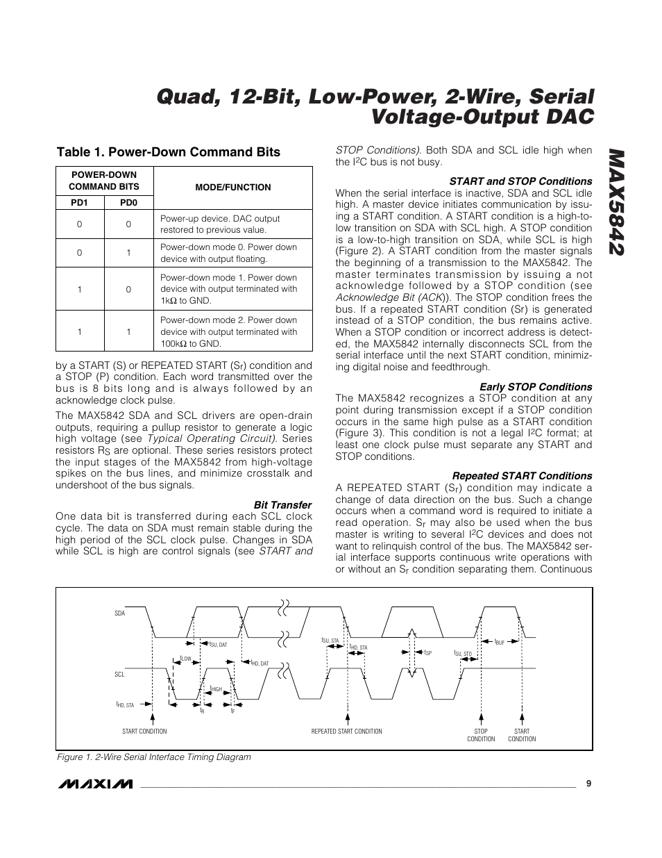 Table 1. power-down command bits | Rainbow Electronics MAX5842 User Manual | Page 9 / 15