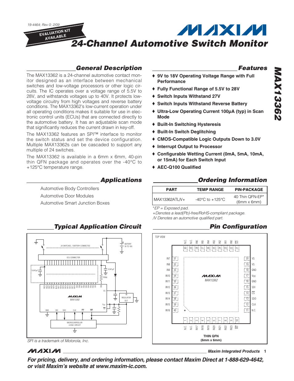 Rainbow Electronics MAX13362 User Manual | 14 pages