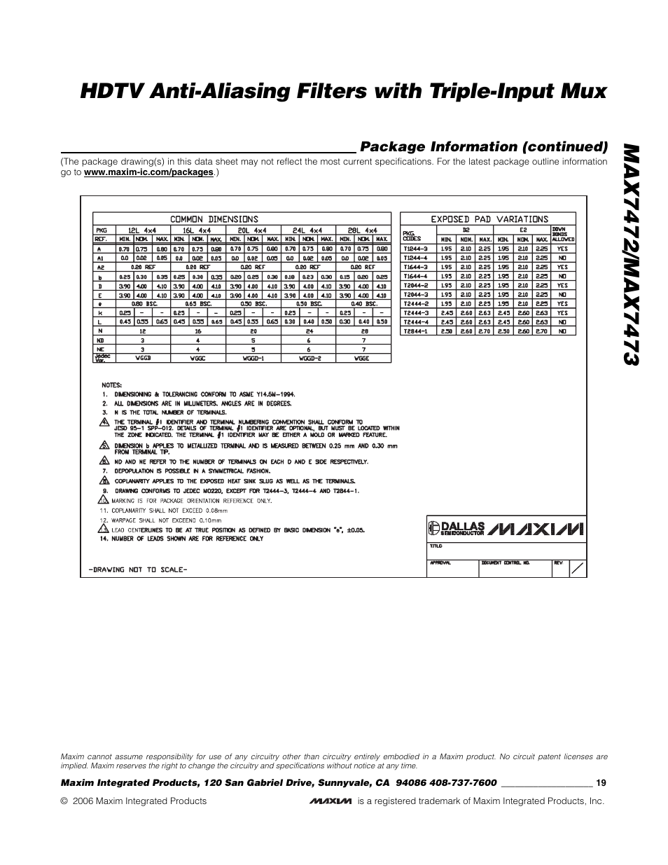 Package information (continued) | Rainbow Electronics MAX7473 User Manual | Page 19 / 19