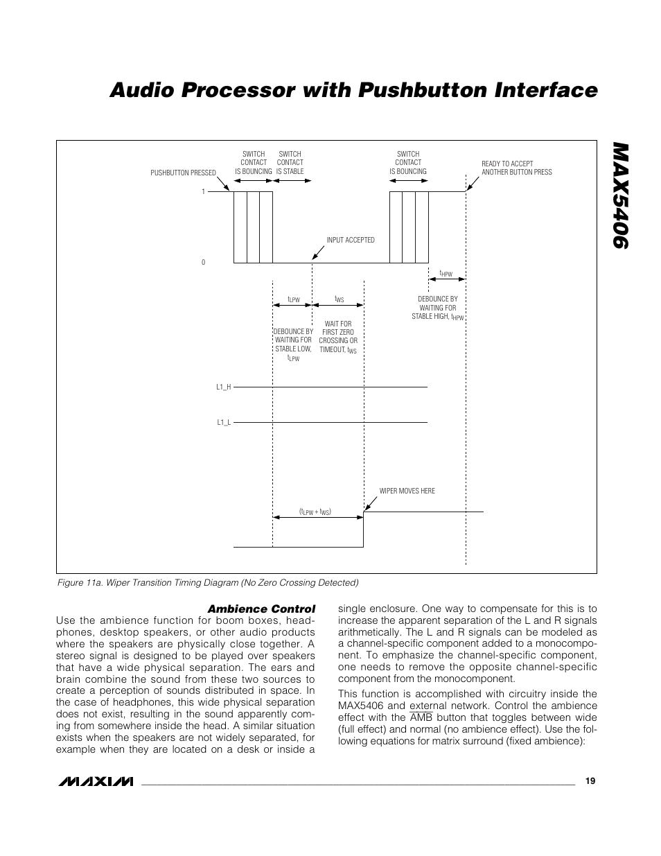 Max5406 audio processor with pushbutton interface, Ambience control | Rainbow Electronics MAX5406 User Manual | Page 19 / 26