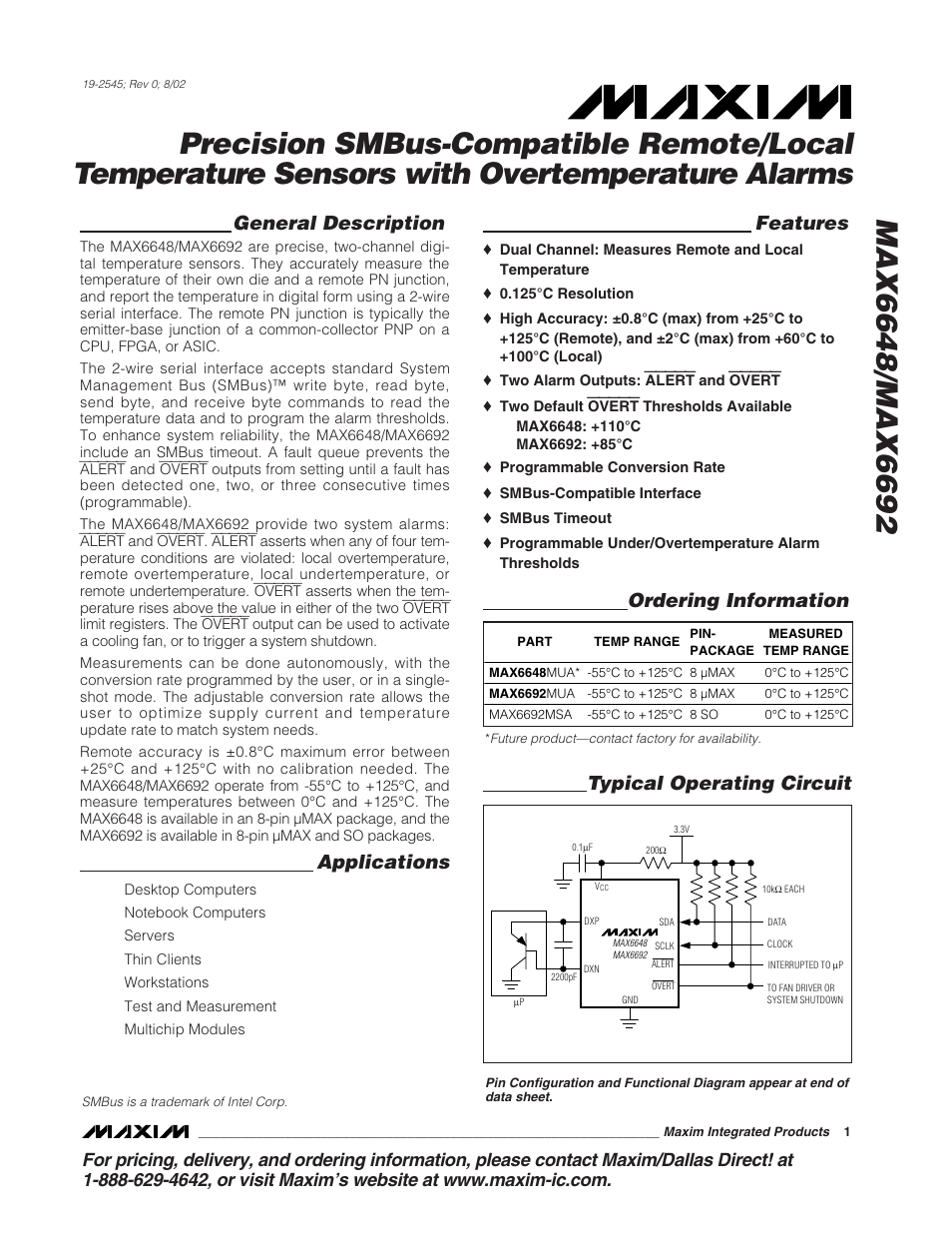 Rainbow Electronics MAX6692 User Manual | 17 pages